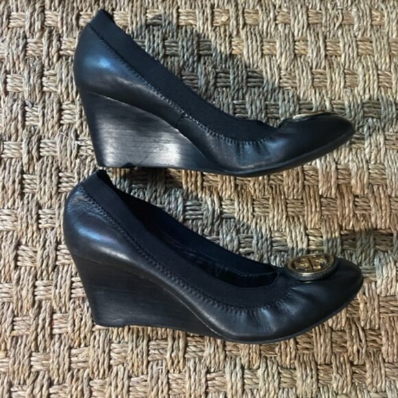 Tory Burch Caroline 2 wedge ballet on black nappa - Picture 4 of 8